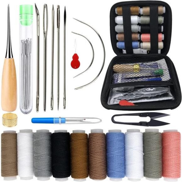 Upholstery Repair Sewing Kit: 47 Pieces Heavy Duty Sewing Kit with Sewing Awl - Picture 1 of 7